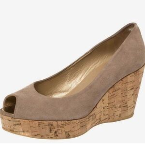 Stuart Weitzman Suede Wedge Peep-Toe - sz 8.5